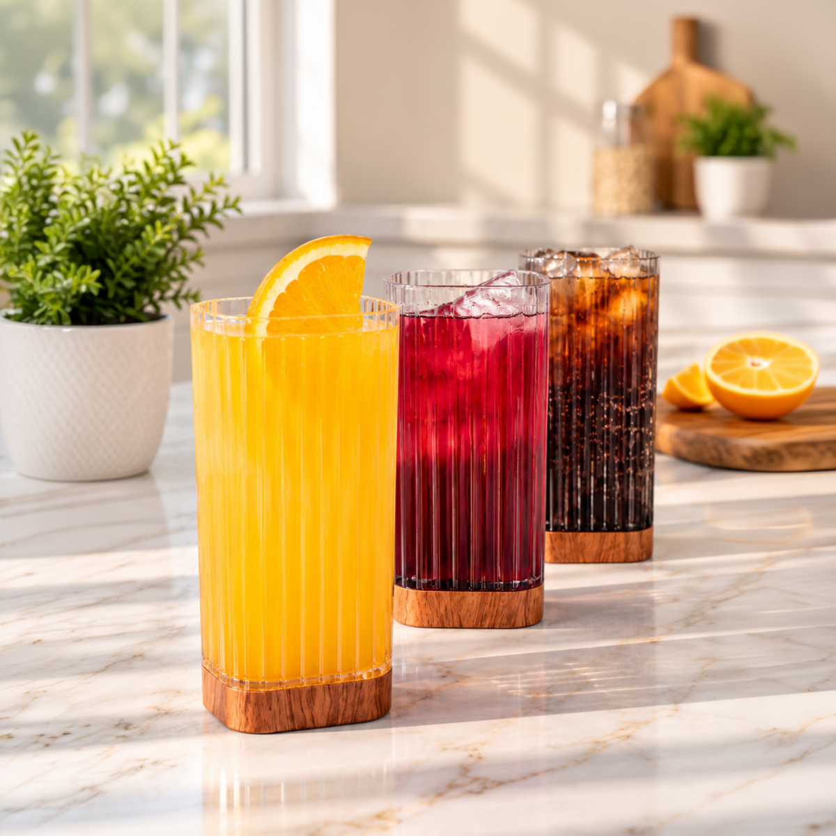 Lo2ta No. 12 : Square Acrylic Cup 3-Piece Set
